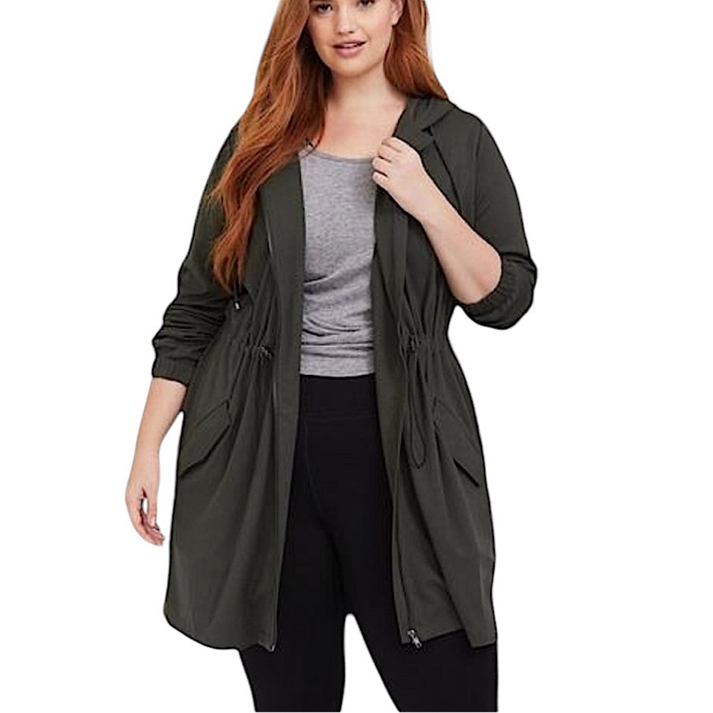 TORRID : Active Olive Green Ponte Anorak Hooded Jacket Plus Size -4X